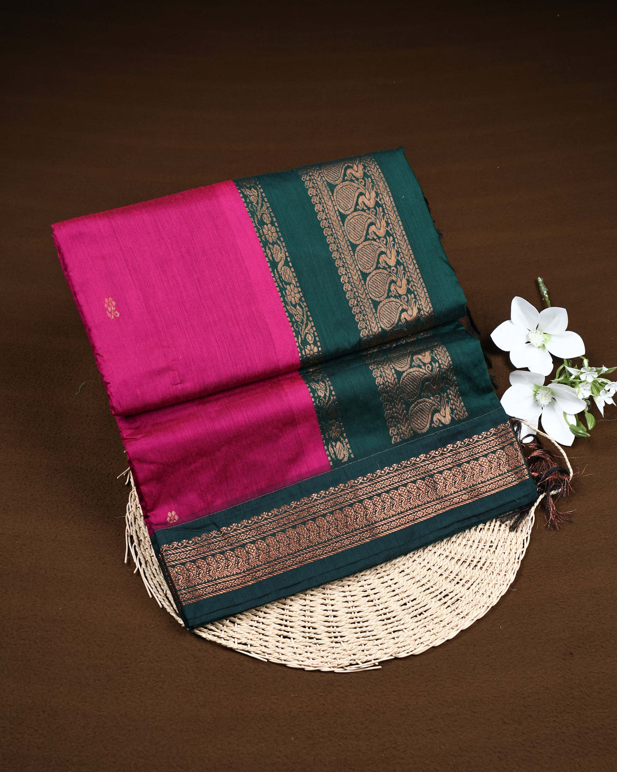 Dark magenta pink colour Kalyani Cotton Saree