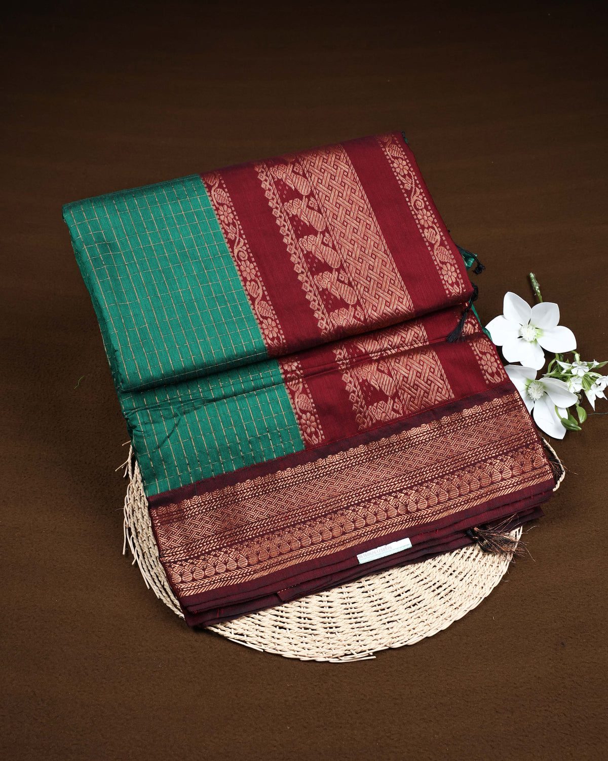Bottle green colour Kalyani Cotton Saree