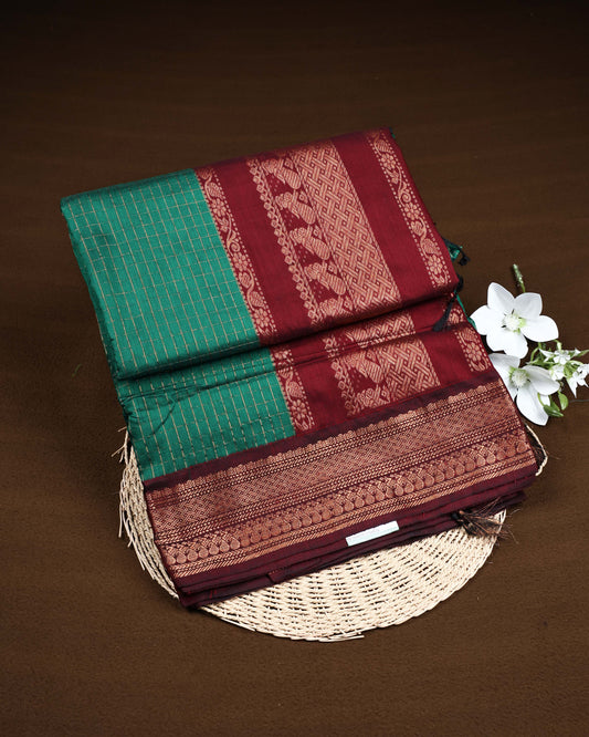 Bottle green colour Kalyani Cotton Saree