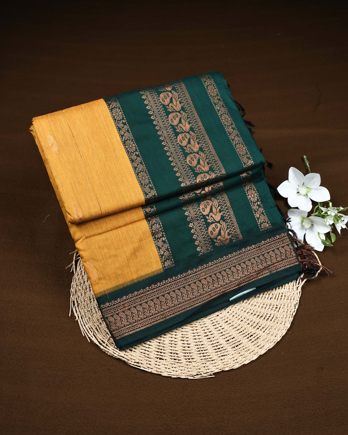 Mustard yellow colour Kalyani Cotton Saree