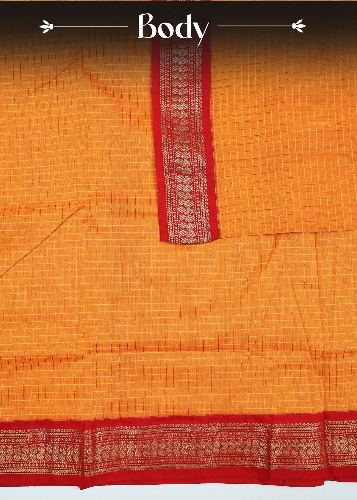 Bright orange colour Kalyani Cotton Saree