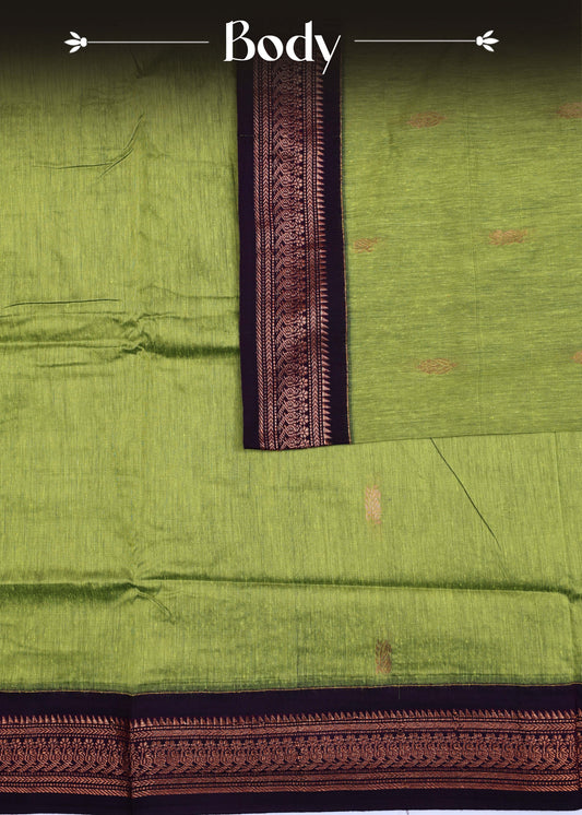 Lime green colour Kalyani Cotton Saree