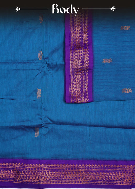 Peacock blue colour Kalyani Cotton Saree