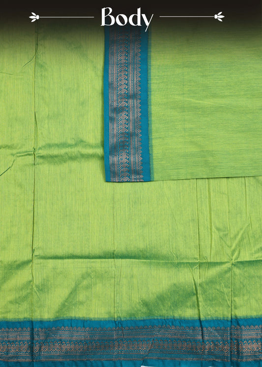Lime green colour Kalyani Cotton Saree