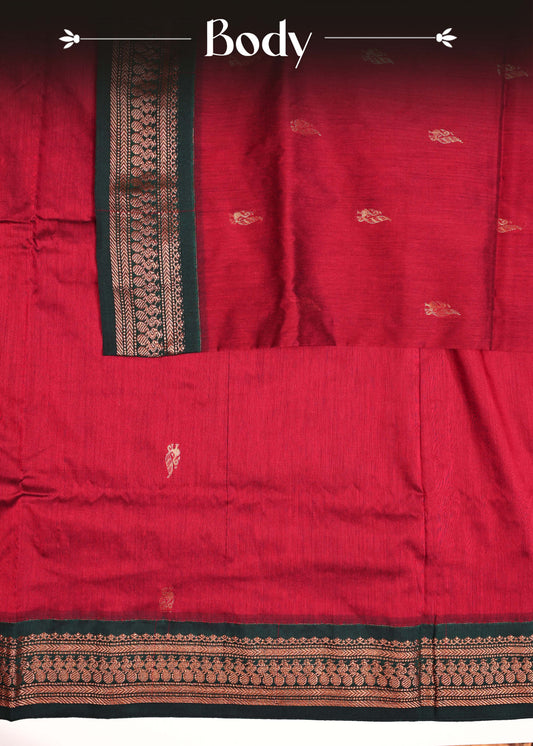 Dark maroon colour Kalyani Cotton Saree