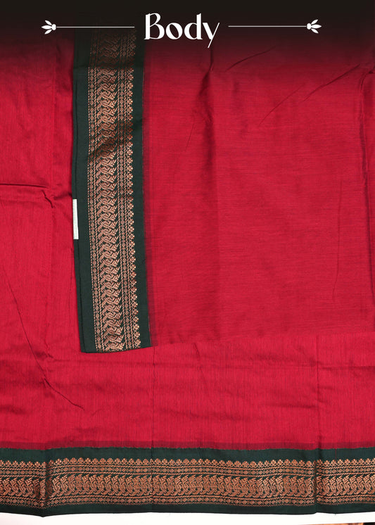 Crimson red colour Kalyani Cotton Saree