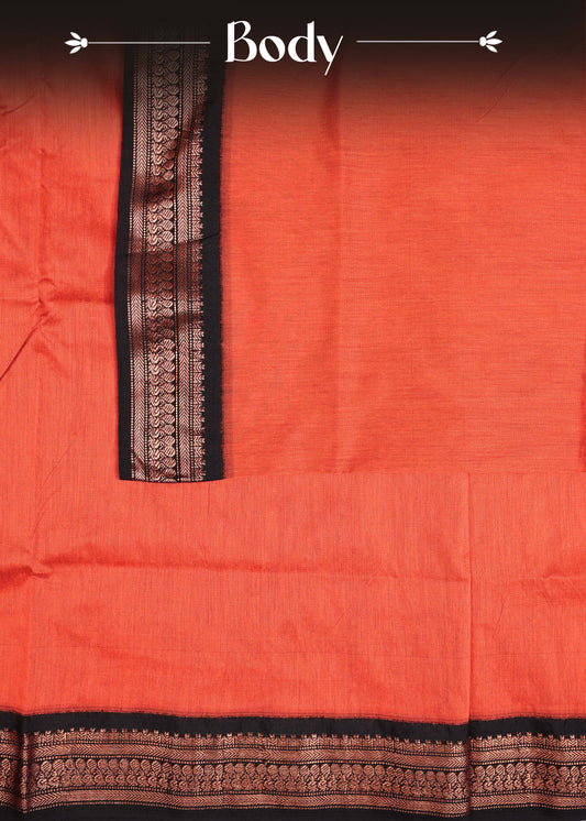 Burnt orange colour Kalyani Cotton Saree