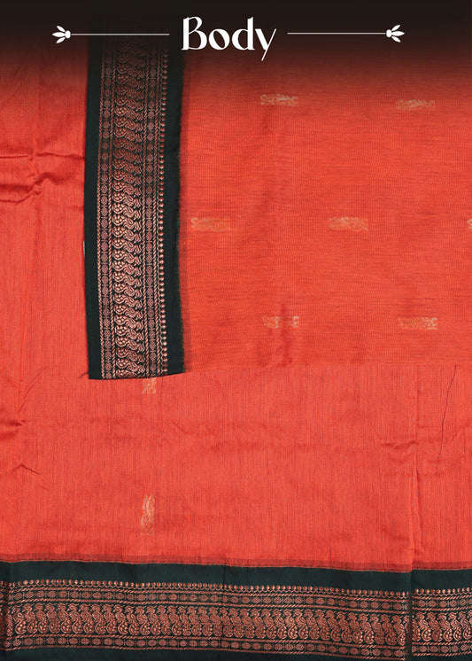 Rust orange colour Kalyani Cotton Saree