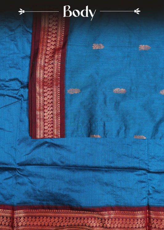 Peacock blue colour Kalyani Cotton Saree
