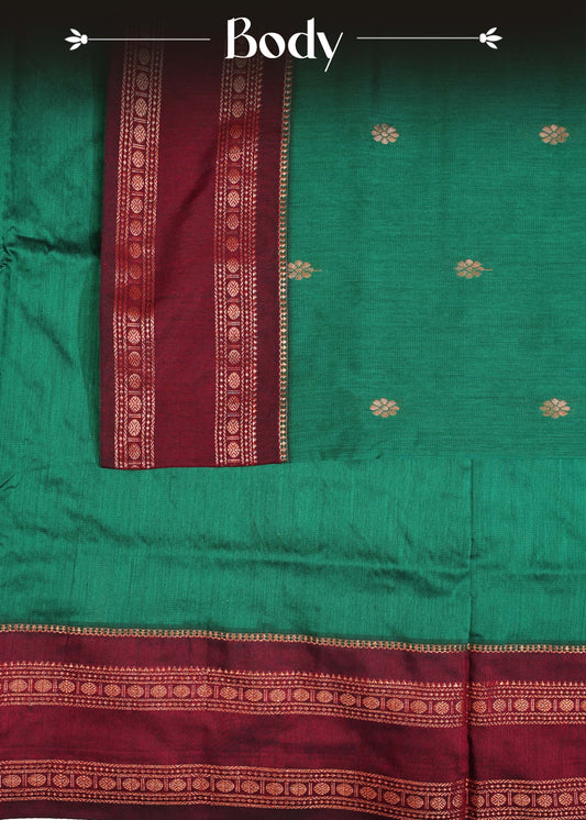 Dark green colour Kalyani Cotton Saree