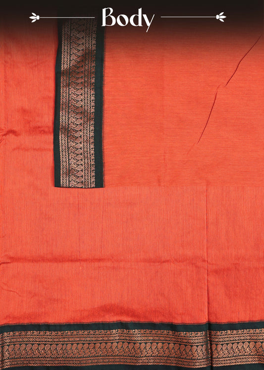 Burnt orange colour Kalyani Cotton Saree