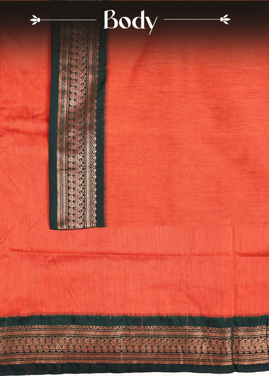 Burnt orange colour Kalyani Cotton Saree