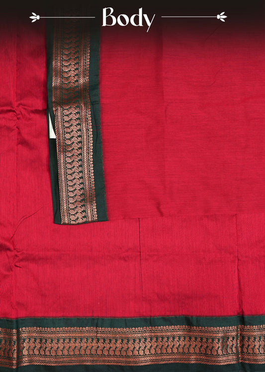 Crimson red colour Kalyani Cotton Saree