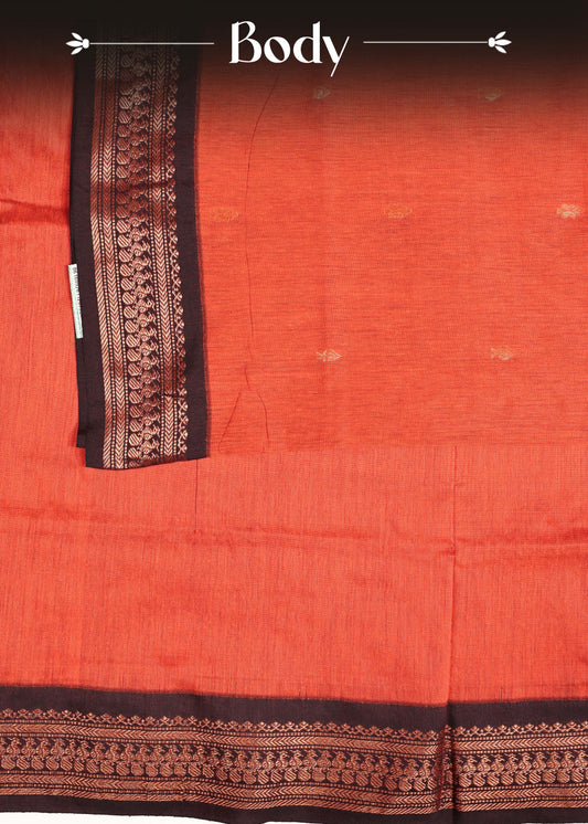 Rust orange colour Kalyani Cotton Saree