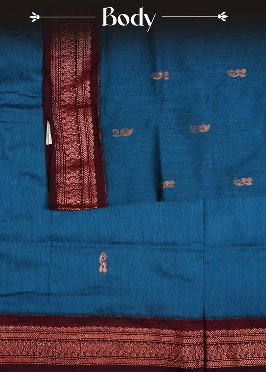 Peacock blue colour Kalyani Cotton Saree
