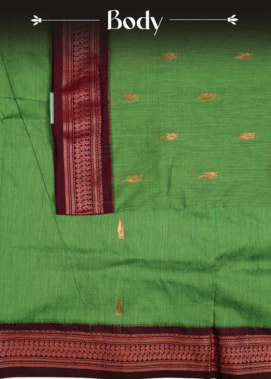 Leaf green colour Kalyani Cotton Saree