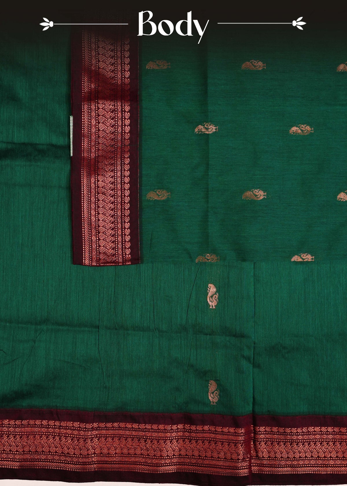 Dark green colour Kalyani Cotton Saree