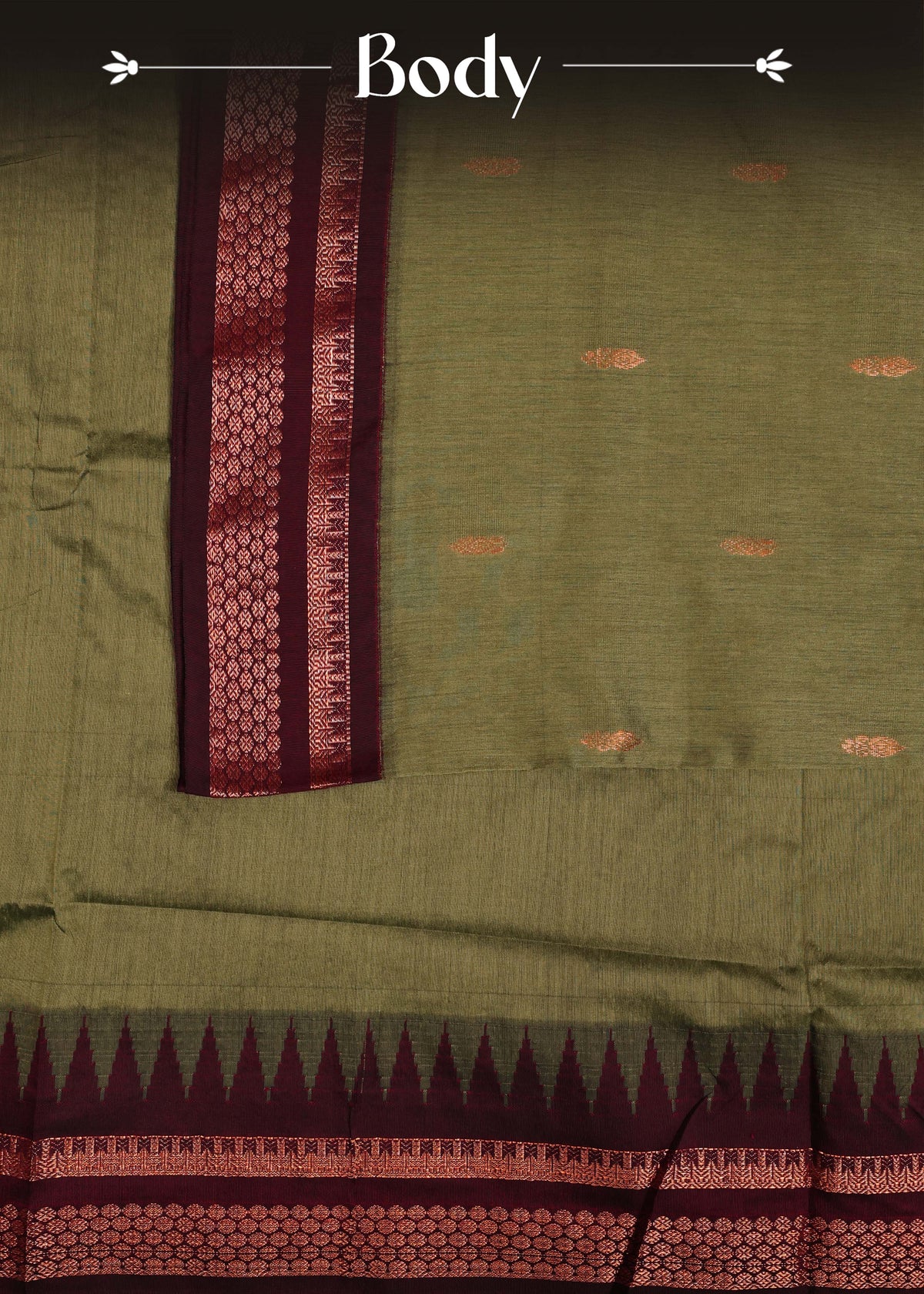 Olive green colour Kalyani Cotton Saree