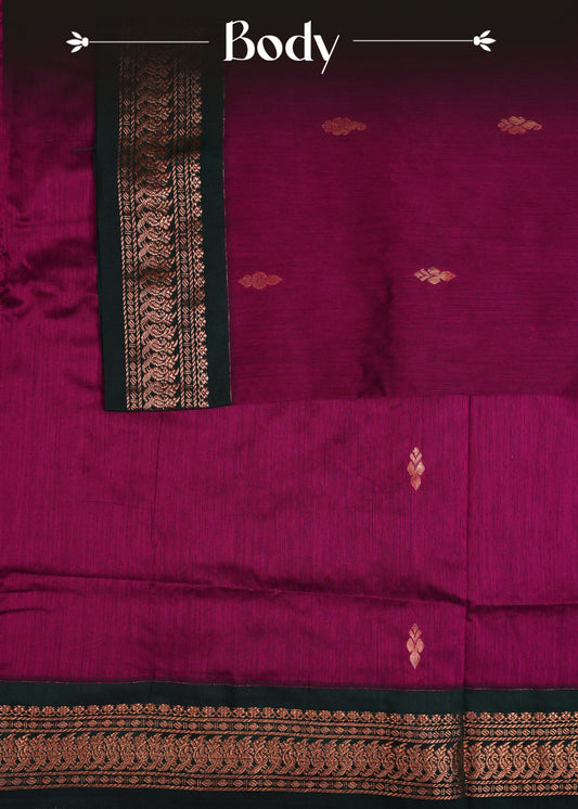 Dark magenta purple colour Kalyani Cotton Saree