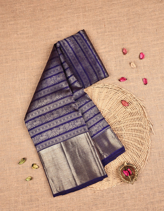 Navy Blue Colour Samudrika Silk saree.