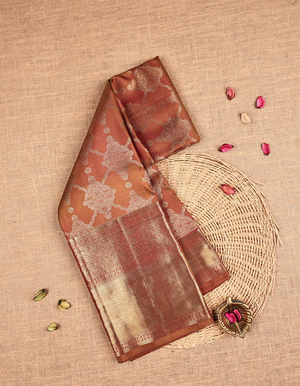 Olive Colour Samudrika Silk saree.