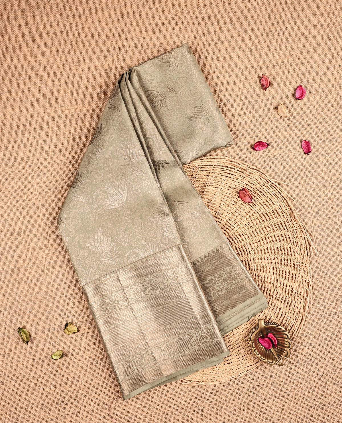 Sage Green Colour Samudrika Silk saree.