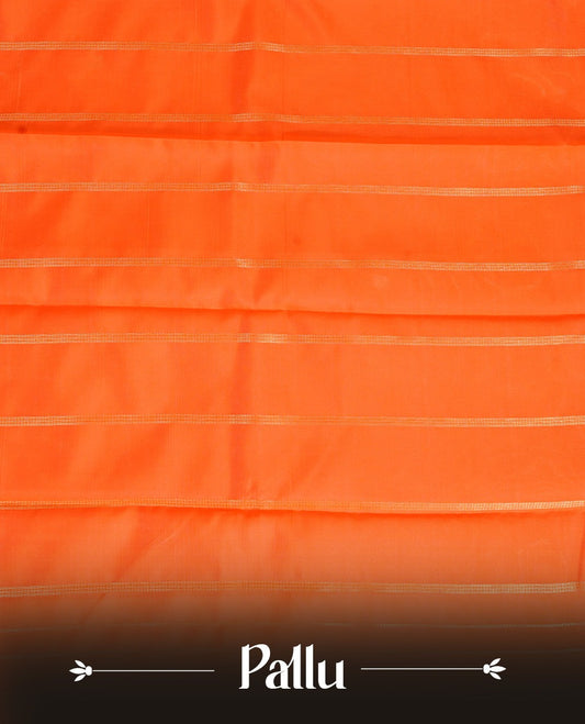 Off White  Colour Semi Silk Saree Featuring  Orange thread buttas On Body, Highlighted  by contrast border with Mango motifs, paired with matching blouse piece.