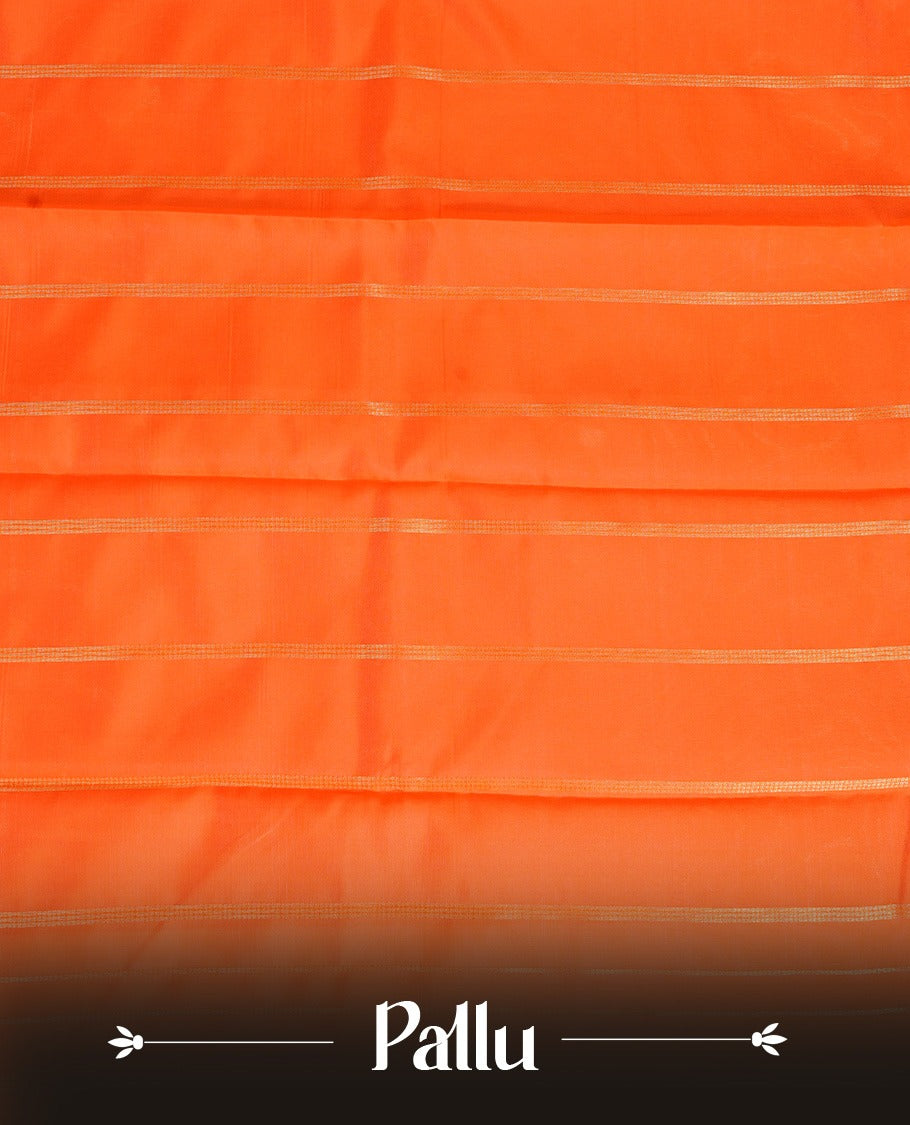 Off White  Colour Semi Silk Saree Featuring  Orange thread buttas On Body, Highlighted  by contrast border with Mango motifs, paired with matching blouse piece.