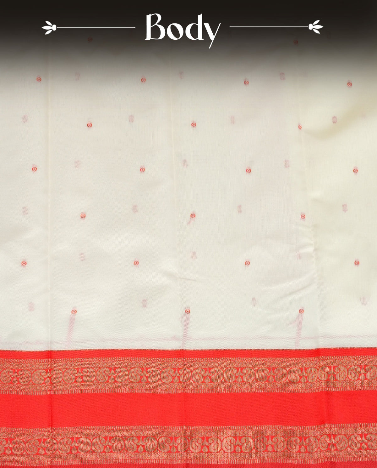 Off White  Colour Semi Silk Saree Featuring   Red thread buttas On Body, Highlighted  by contrast border with Mango motifs, paired with matching blouse piece.