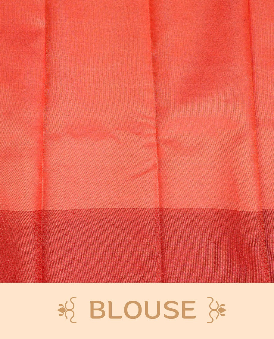 Off White  Colour Semi Silk Saree Featuring   Red thread buttas On Body, Highlighted  by contrast border with Mango motifs, paired with matching blouse piece.