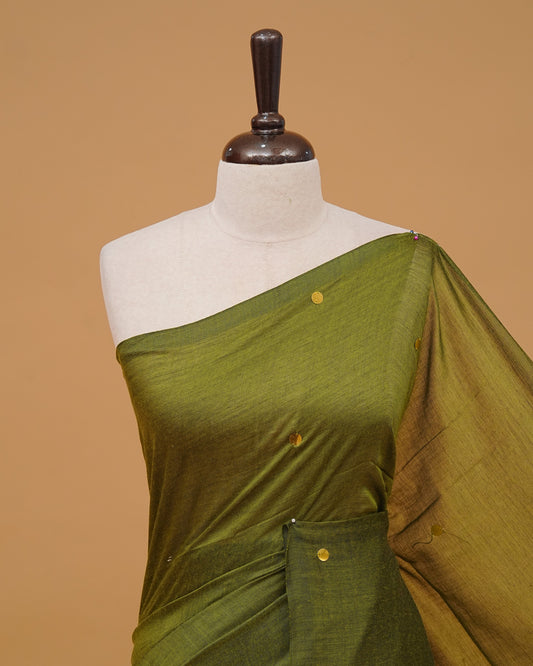 Olive Green Colour Mul Cotton saree