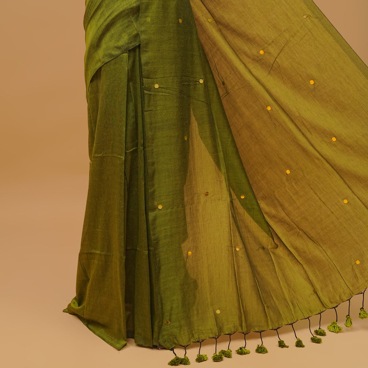 Olive Green Colour Mul Cotton saree