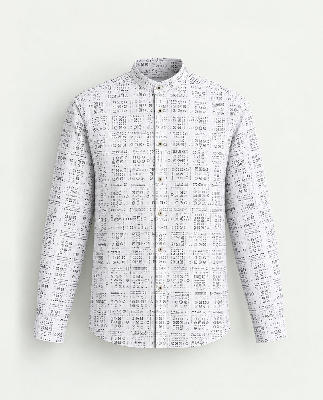 Off White colour shirt Light Brown colour pattern body, Full sleeve.