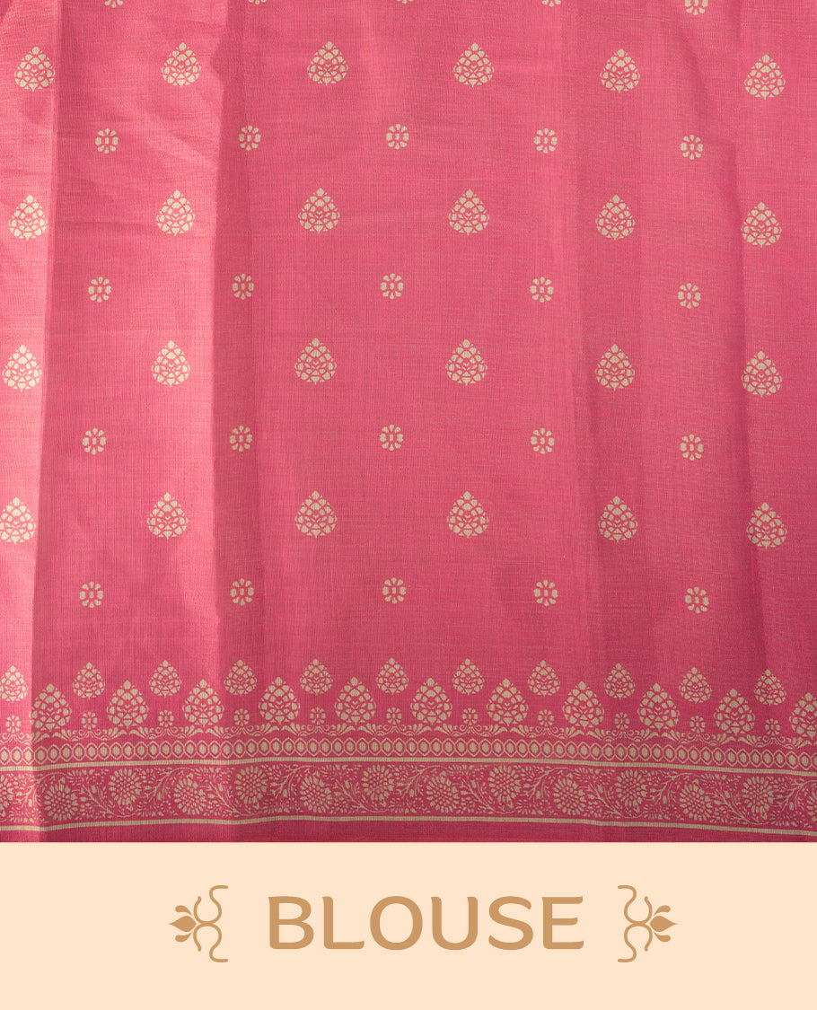 Pista green & Pink colour Linen printed saree featuring stylish fancy line prints all over, paired with a contrast colour printed blouse and a beautifully designed fancy line pallu.