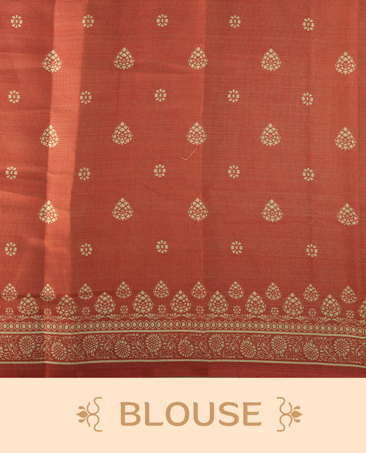 Brown & Black colour Linen printed saree featuring stylish fancy line prints all over, paired with a contrast colour printed blouse and a beautifully designed fancy line pallu.