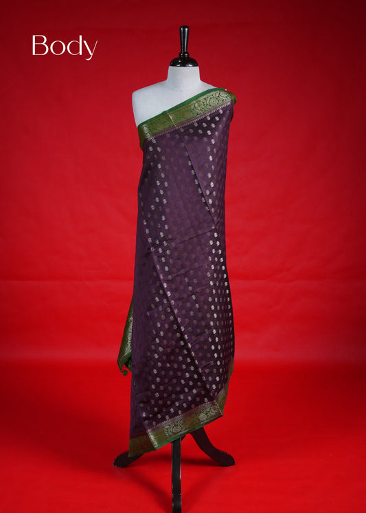 Burgundy colour Banarasi Chanderi silk saree